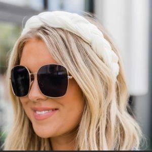 Pink Lily White Braided Headband